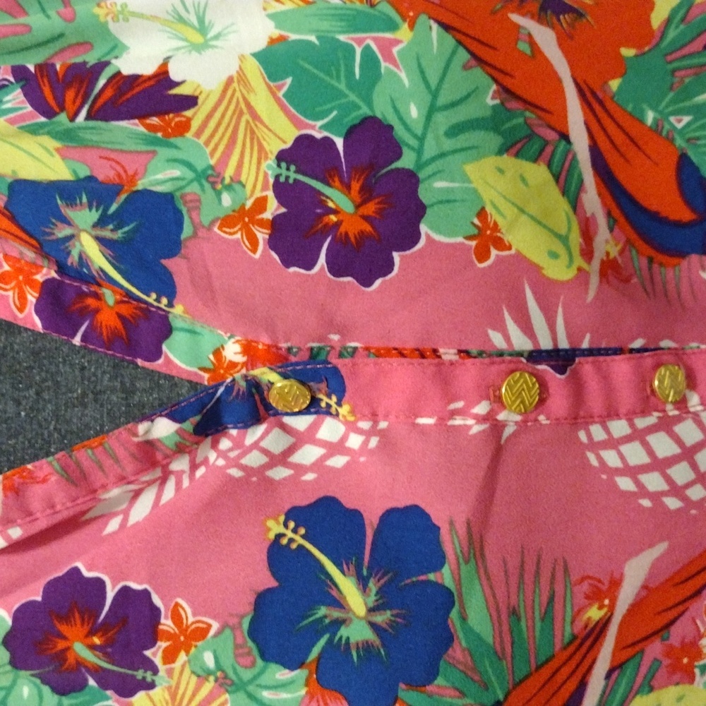 Macbeth Collection by Margaret Josephs Multicolor Tropical Blouse.Size S - Picture 5 of 9